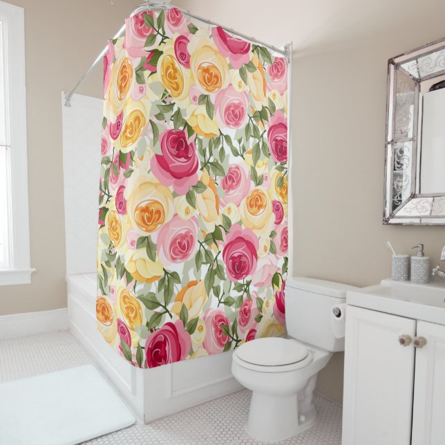 Pink & Yellow Roses Farmhouse Shabby Chic Floral (In Situ)