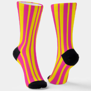 Pink Yellow Stylish Stripes Pattern Design  Socks