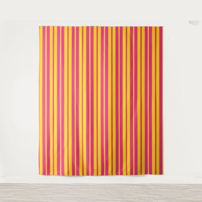 Pink Yellow Stylish Stripes Pattern Design  Tapestry (Front)