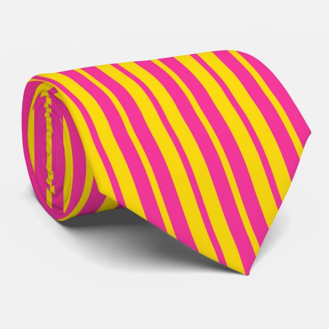 Pink Yellow Stylish Stripes Pattern Design  Tie (Creator Uploaded)