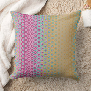 Pink Yellow Teal Tropical Pattern Abstract Throw Pillow