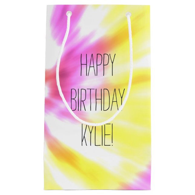 Pink Yellow Tie Dye Small Gift Bag (Front)