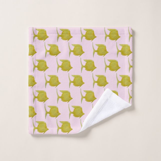Pink Yellow Tropical Fish Wash Cloth (Wash Cloth)