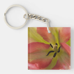 Pink & Yellow Tulip Acrylic Key Ring