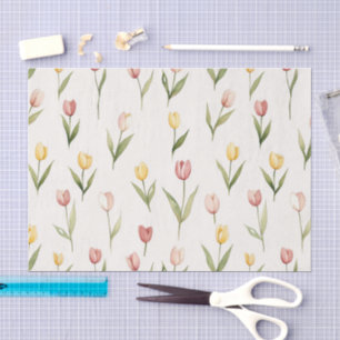 Pink Yellow Tulip Flowers Easter Tissue Paper