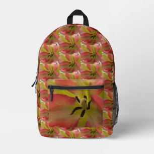 Pink & Yellow Tulip Printed Backpack