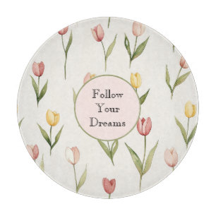 Pink Yellow Tulips Daffodils Flowers Dreams Cutting Board