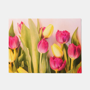 Pink & Yellow Tulips Doormat