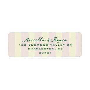 Pink Yellow Vertical Stripes Modern Return Address