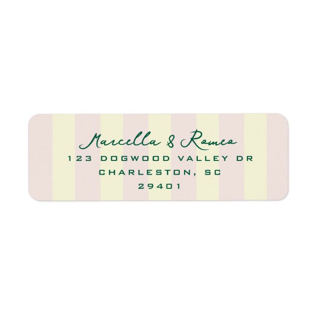 Pink Yellow Vertical Stripes Modern Return Address (Devant)