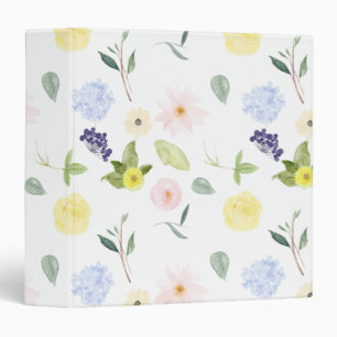 Pink Yellow Watercolor Floral Binder