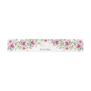 Pink Yellow Watercolor Floral Wedding Invitation Belly Band