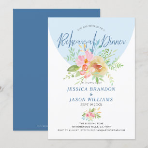 Pink & yellow watercolor flowers modern typography invitation