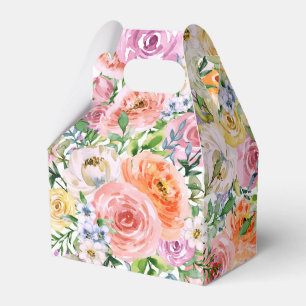 Pink Yellow White Orange Rose Flowers Pattern Favor Box