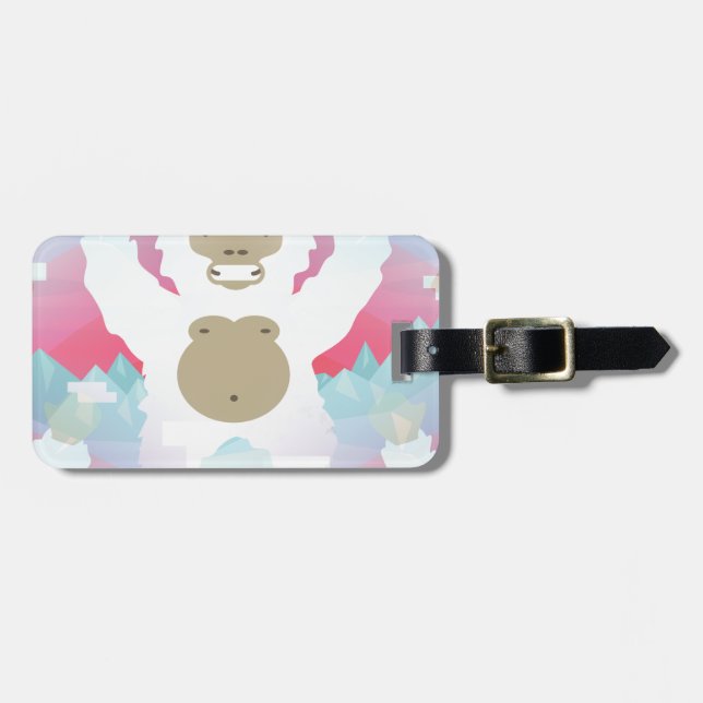 pink yeti luggage tag (Front Horizontal)