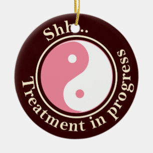 Pink Yin Yang Do Not Disturb Sign Ceramic Ornament