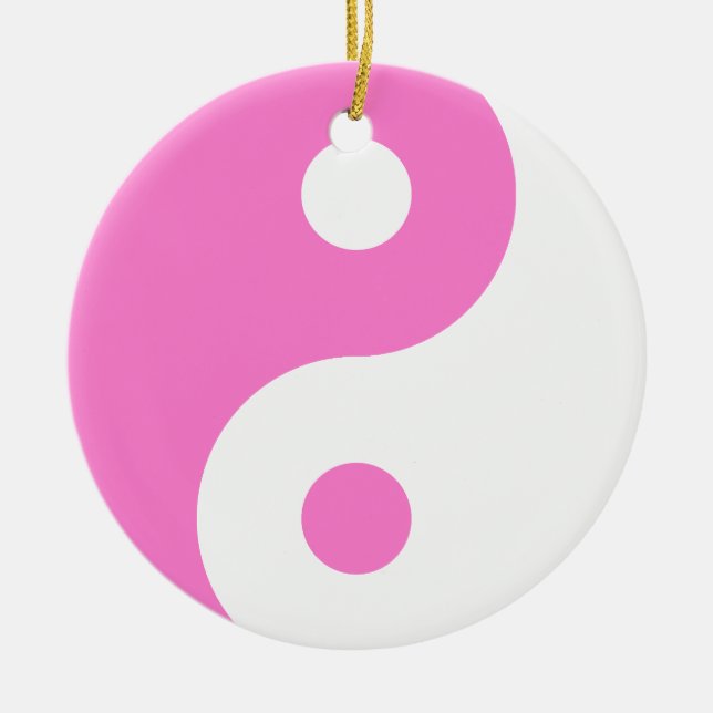 Pink Yin Yang Symbol Ceramic Ornament (Front)