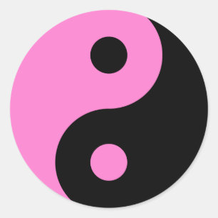 Pink Yin Yang Symbol Classic Round Sticker