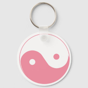 Pink Yin-Yang Symbol Keychain
