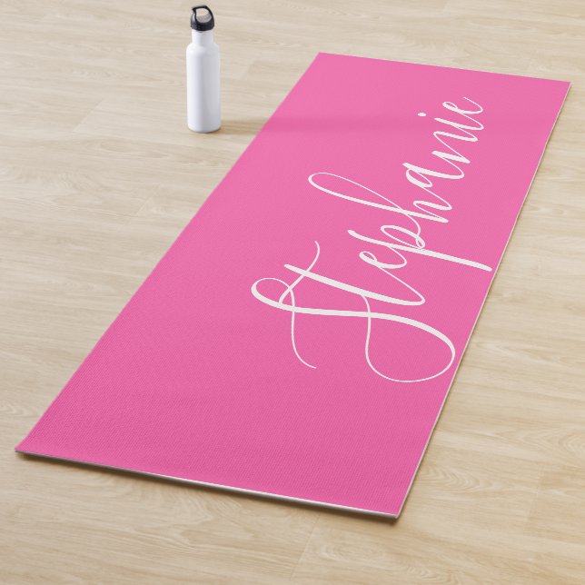 Pink Yoga Mat monogram modern yoga mat (In Situ)