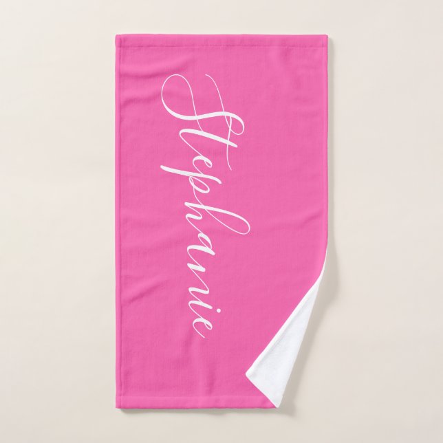 Pink Yoga Mat  personalized monogram yoga towel (Hand Towel)