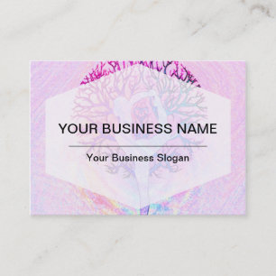 Pink Yoga Tree Woman in Pastel Colours Business Card