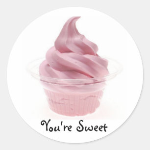 Pink Yogurt/ Ice cream Classic Round Sticker