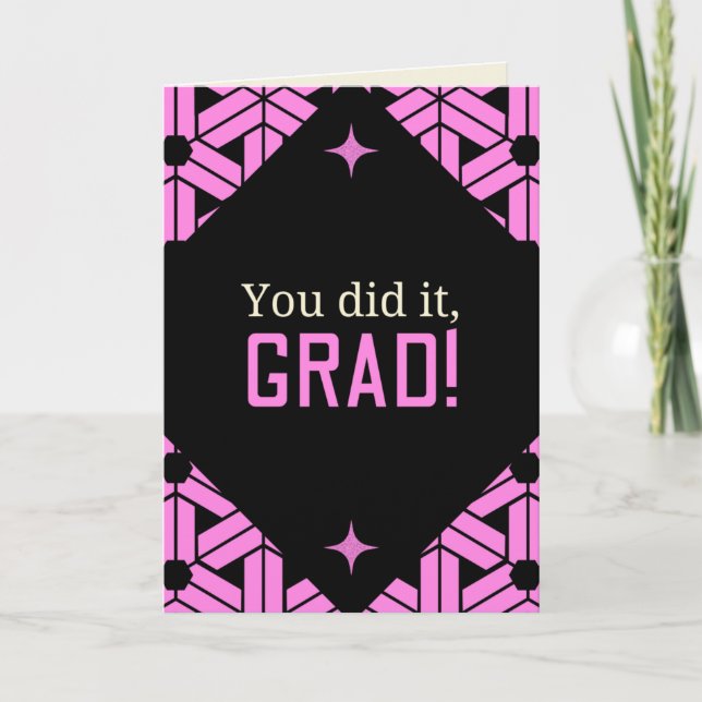Pink You Did It Graduation Card (Front)