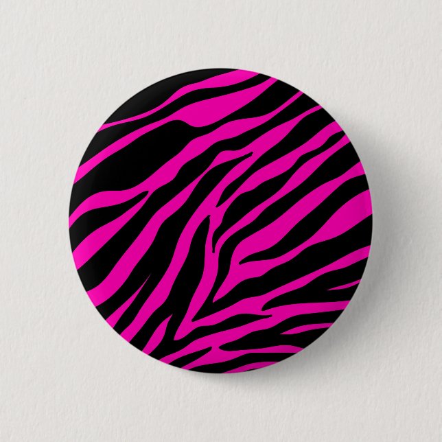 pink zebra 2 inch round button (Front)
