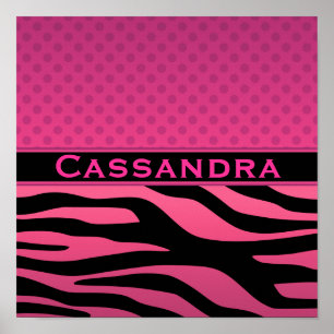 Pink Zebra and Polka Dots Poster