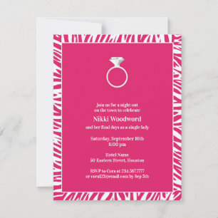 Pink Zebra Bachelorette Party Flat Invitation