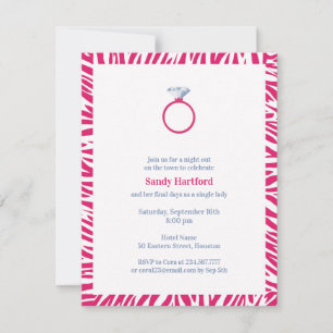 Pink Zebra Bachelorette Party Flat Invitation