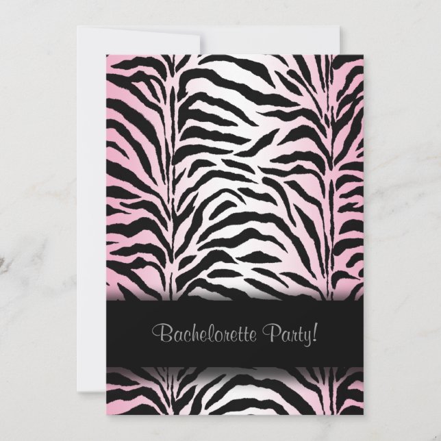 Pink Zebra Bachelorette Party Invitations (Front)
