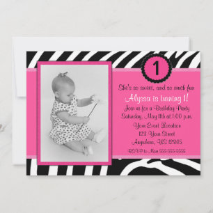 Pink Zebra Birthday Invitation