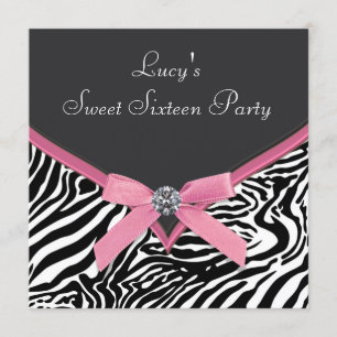 Pink Zebra Birthday Party Invitation