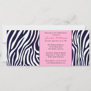 Pink Zebra Bridal Shower Invitation