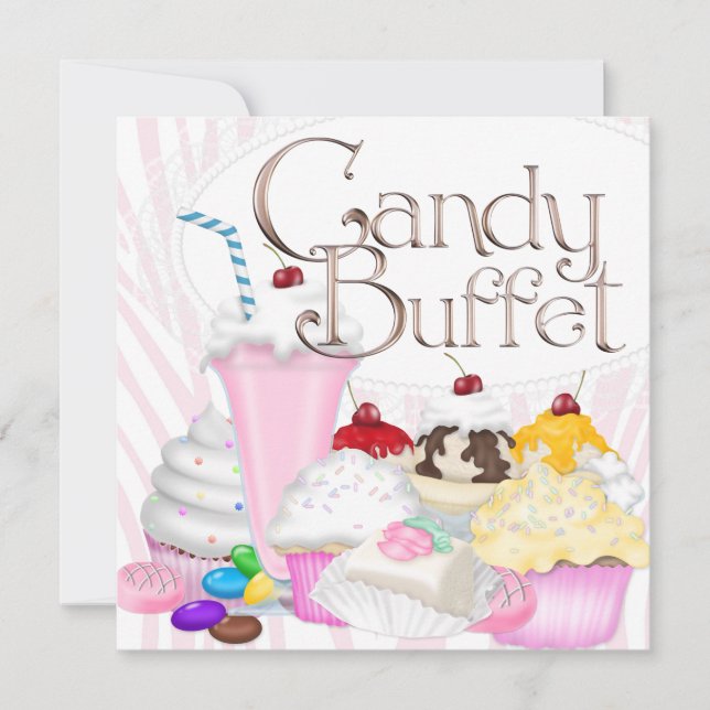 Pink Zebra Candy Buffet Party Invitation (Front)