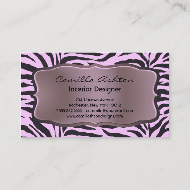 Pink Zebra Cards Business (Front)
