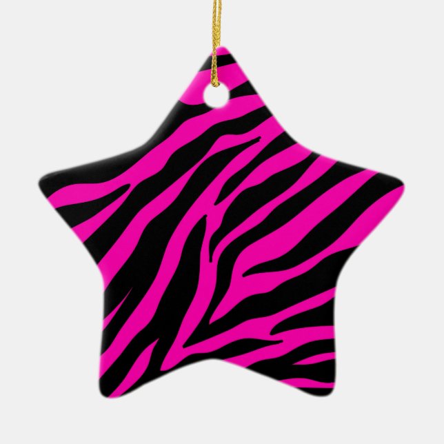 pink zebra ceramic ornament (Front)