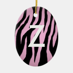 Pink Zebra Ceramic Ornament