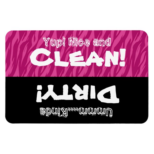 Pink Zebra Clean Dirty Dishwasher X3012 Magnet (Horizontal)