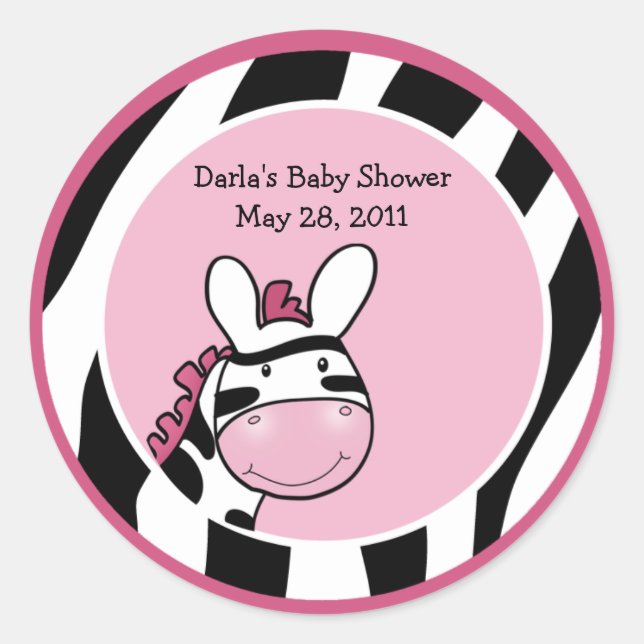 PINK ZEBRA DIVA Baby Shower 3-inch Sticker (Front)
