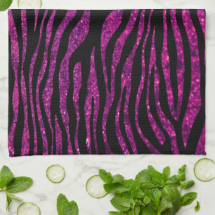 Pink Zebra, Glitter Zebra, Zebra Print, Stripes Kitchen Towel