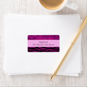 Pink Zebra, Glitter Zebra, Zebra Print, Stripes Label