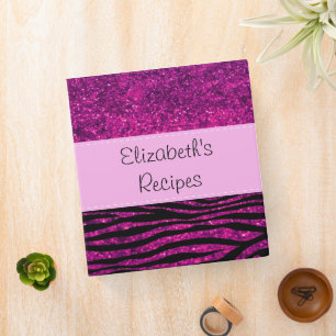 Pink Zebra, Glitter Zebra, Zebra Print, Your Name Binder
