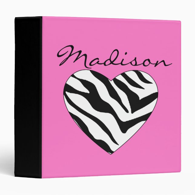 Pink Zebra Heart Binder (Front/Spine)