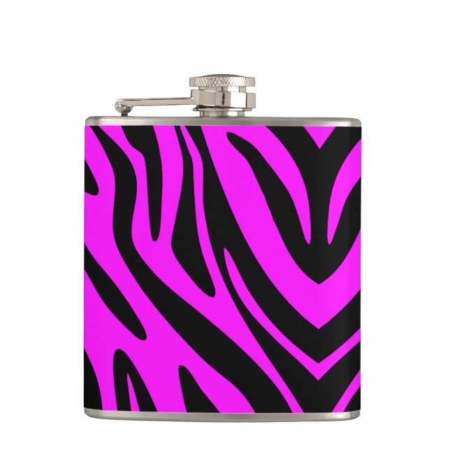 Pink Zebra Hip Flask (Front)