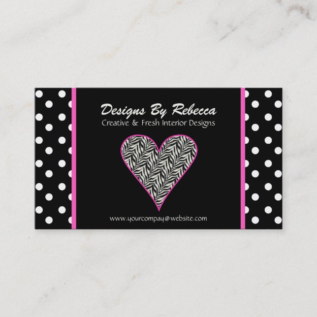 Pink Zebra Imprimer le coeur et les Pois Carte de  (Devant)