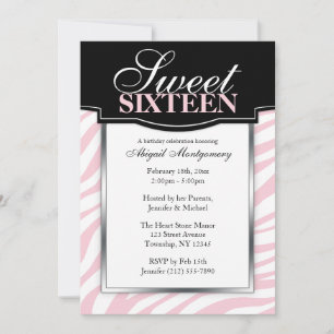 Pink Zebra Imprimer Sweet 16 Invitations Anniversa
