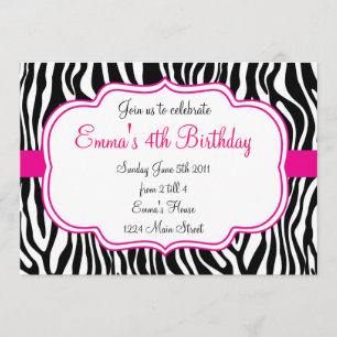 Pink Zebra Invitation